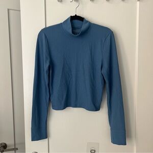 Blue American Eagle Outfitters Blue Cropped Turtleneck Long Sleeve Top Size XL